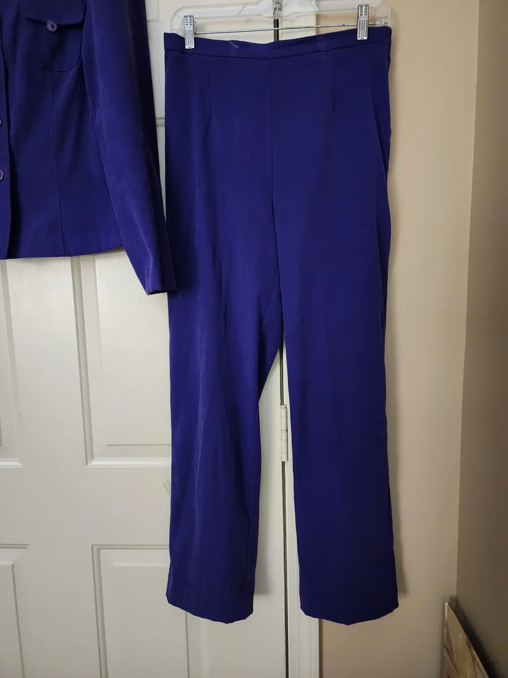 Sag Harbor Royal Purple Two-Piece Pantsuit with Button Jacket Size 10 Tall